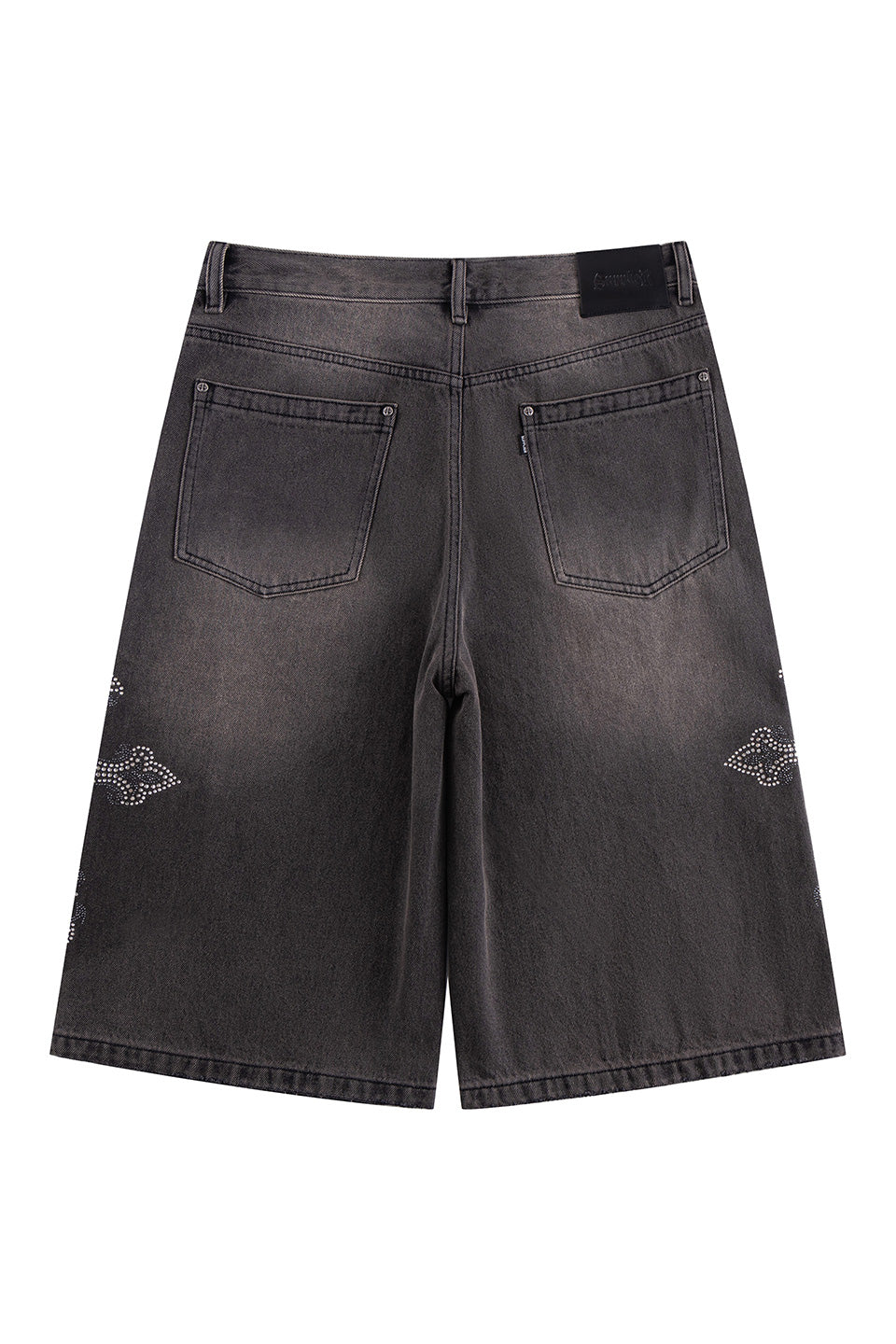 Royal Cross Rhinestone Baggy Denim Shorts