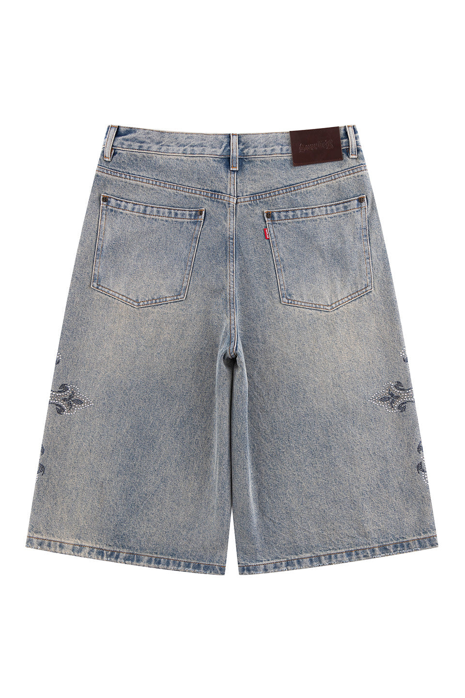Royal Cross Rhinestone Baggy Denim Shorts