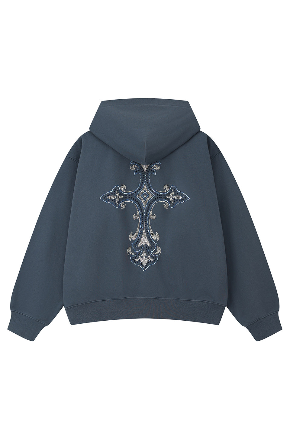 Royal Cross Rhinestone Zip Hoodie
