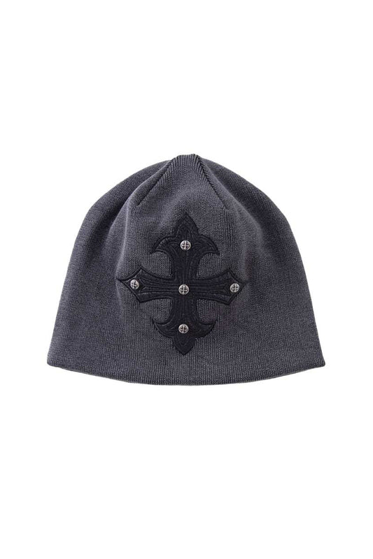 【予約商品】Studs Cross Leather Patch Beanie【9月中旬~下旬お届け】