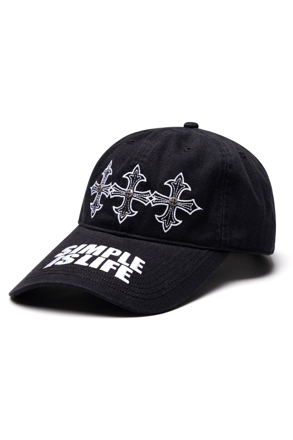 Simple Is Life Cross Embroidery Cap
