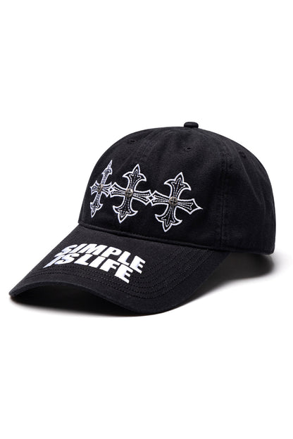 Simple Is Life Cross Embroidery Cap