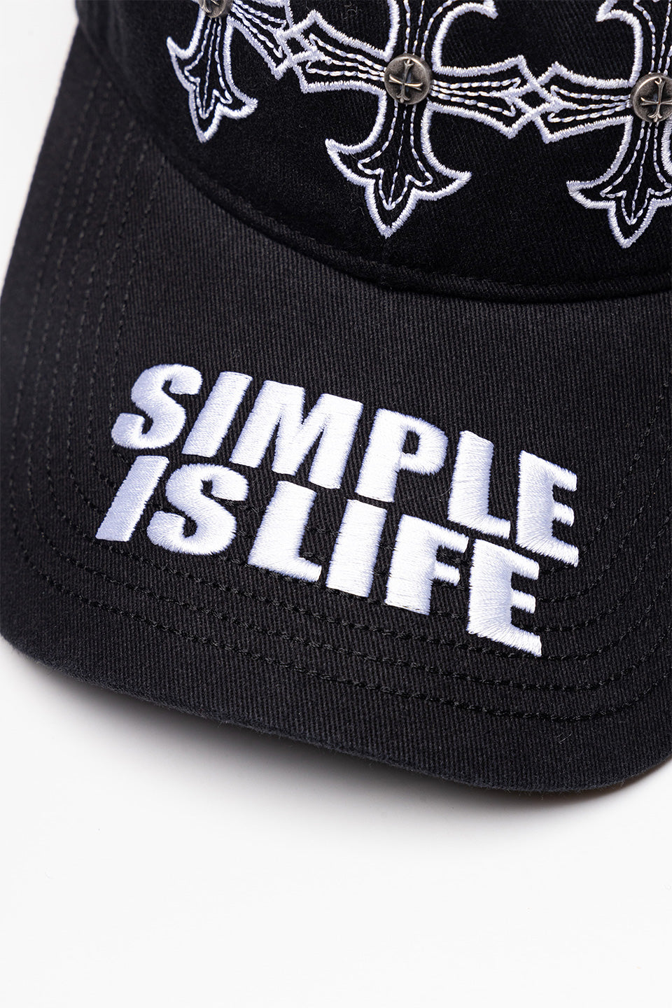 Simple Is Life Cross Embroidery Cap