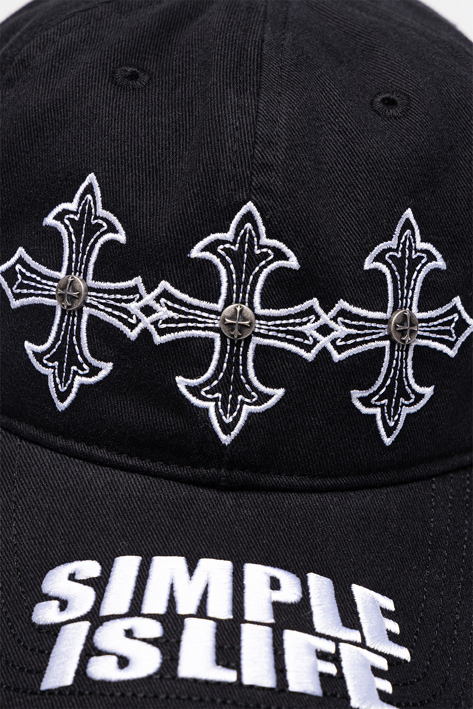 Simple Is Life Cross Embroidery Cap