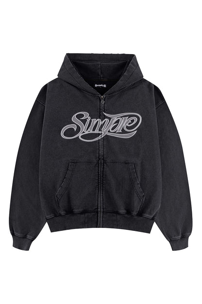 Simple Is Life Logo Full Zip Hoodie / Black