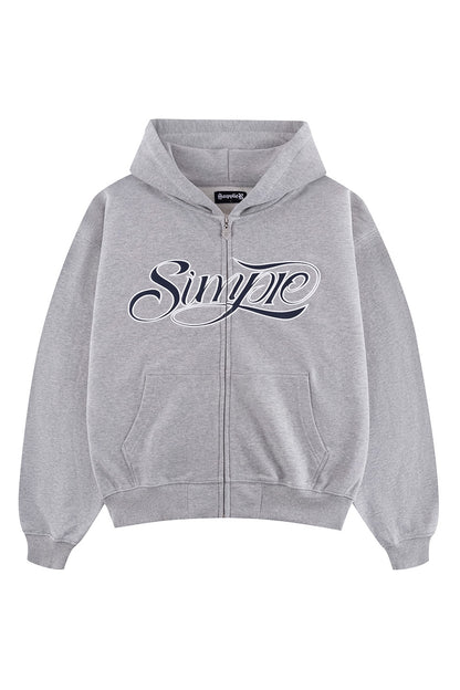 Simple Is Life Logo Full Zip Hoodie / Gray