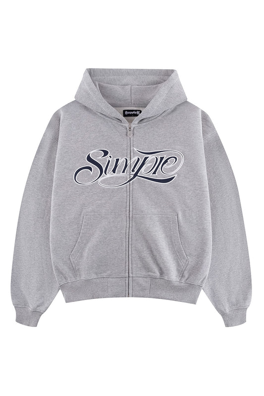 Simple Is Life Logo Full Zip Hoodie / Gray