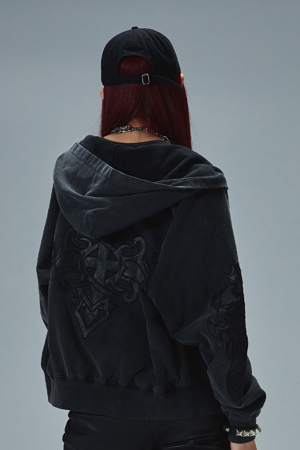 Dagger Leather Patch Zip Hoodie