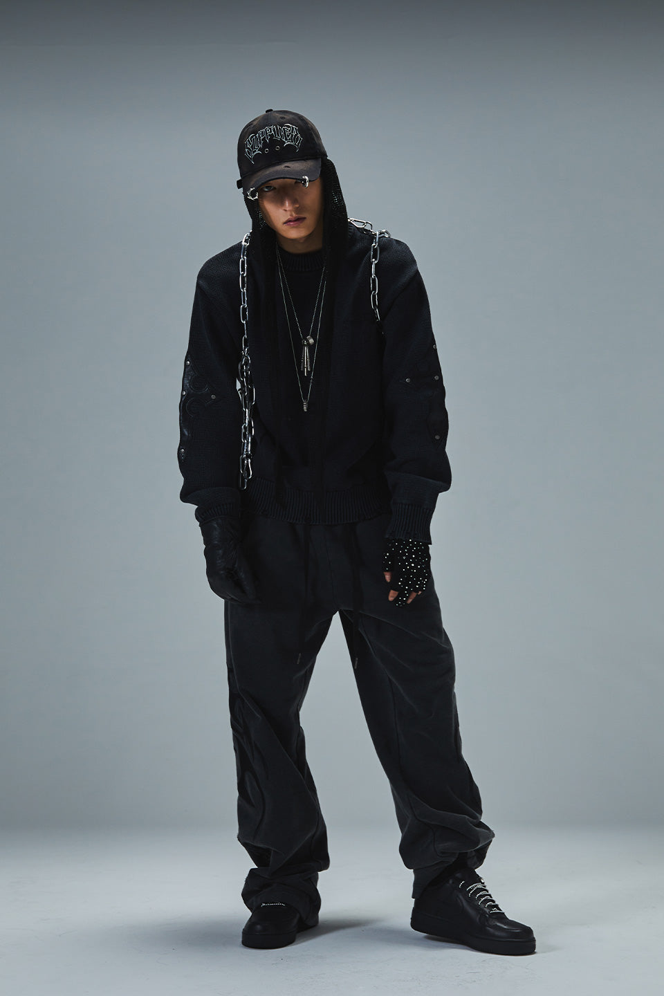 Distressed Cross Leather Patch Crew Knit V2