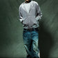 Multiple Cross Leather Patch Baggy Denim