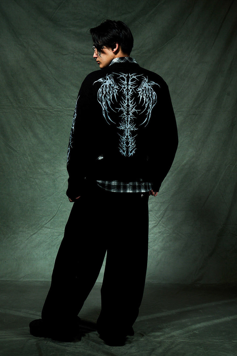 Distressed Tribal Bones Crew Knit