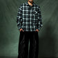 Cross Rhinestone Flannel Check Shirt