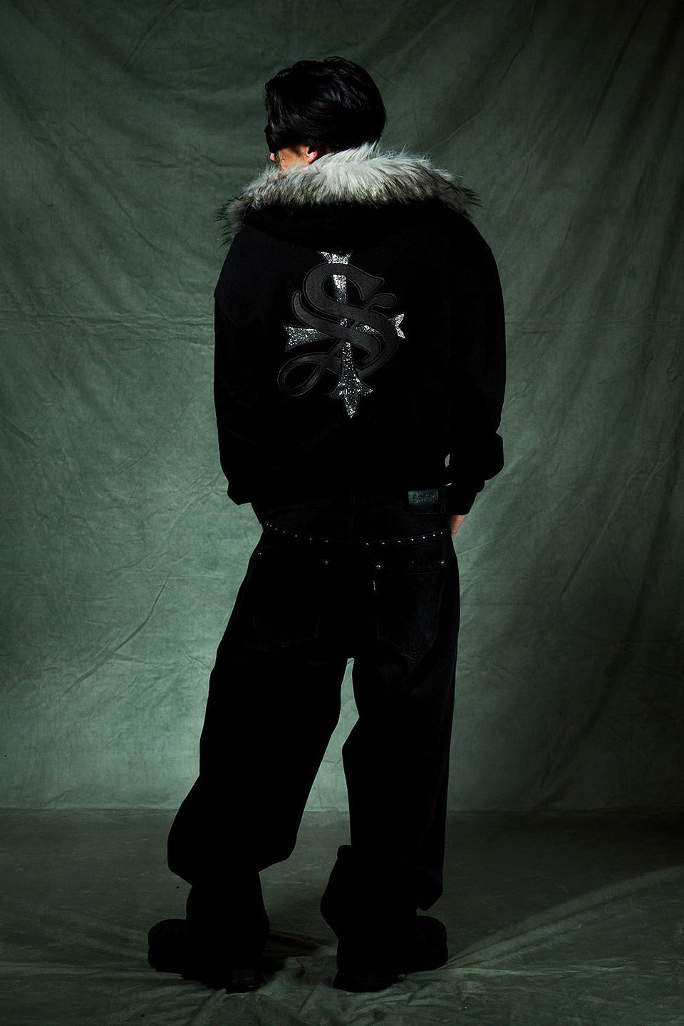 Faux Fur Cross Zip Hoodie