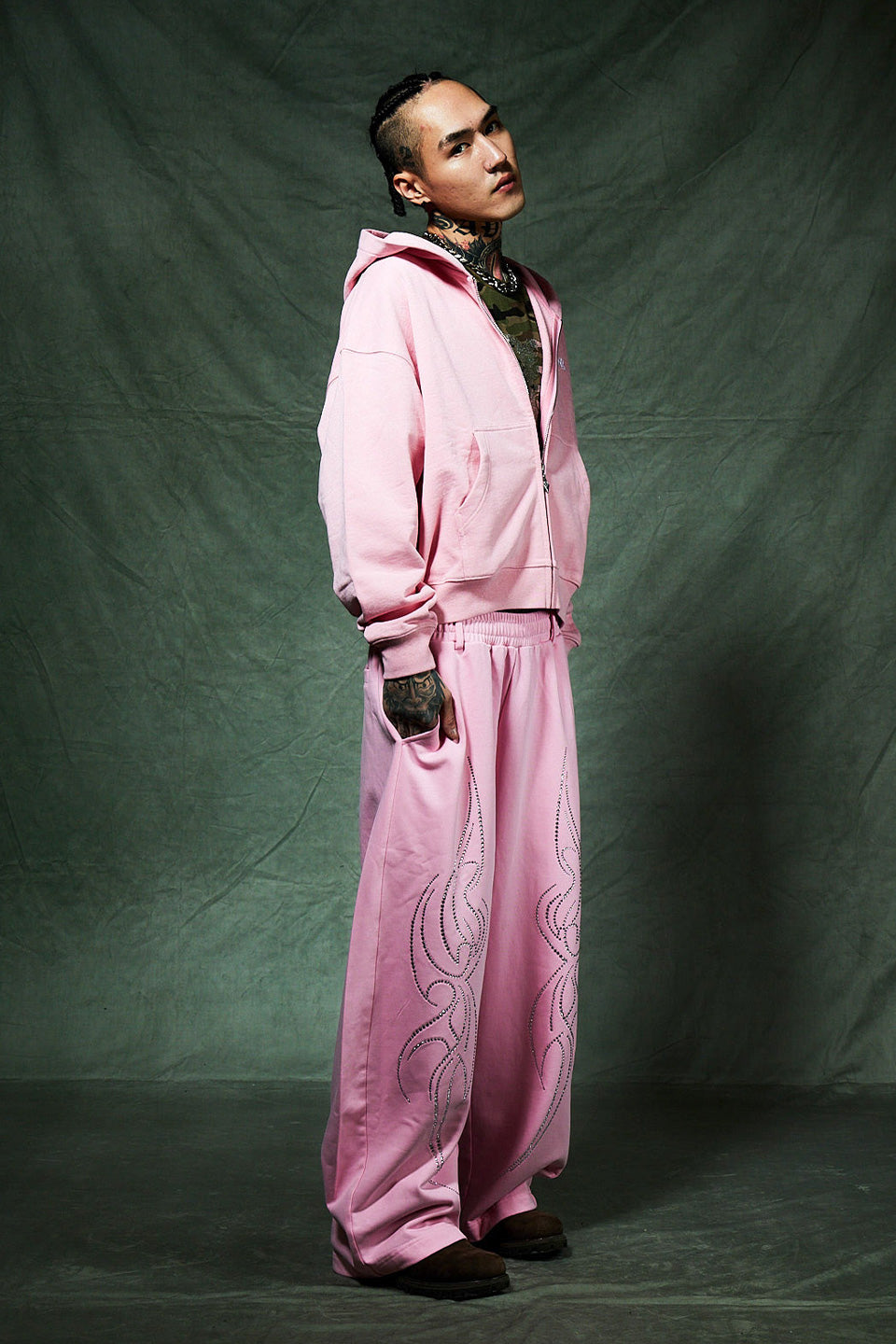 Tribal Rhinestone Curve Sweat Pants