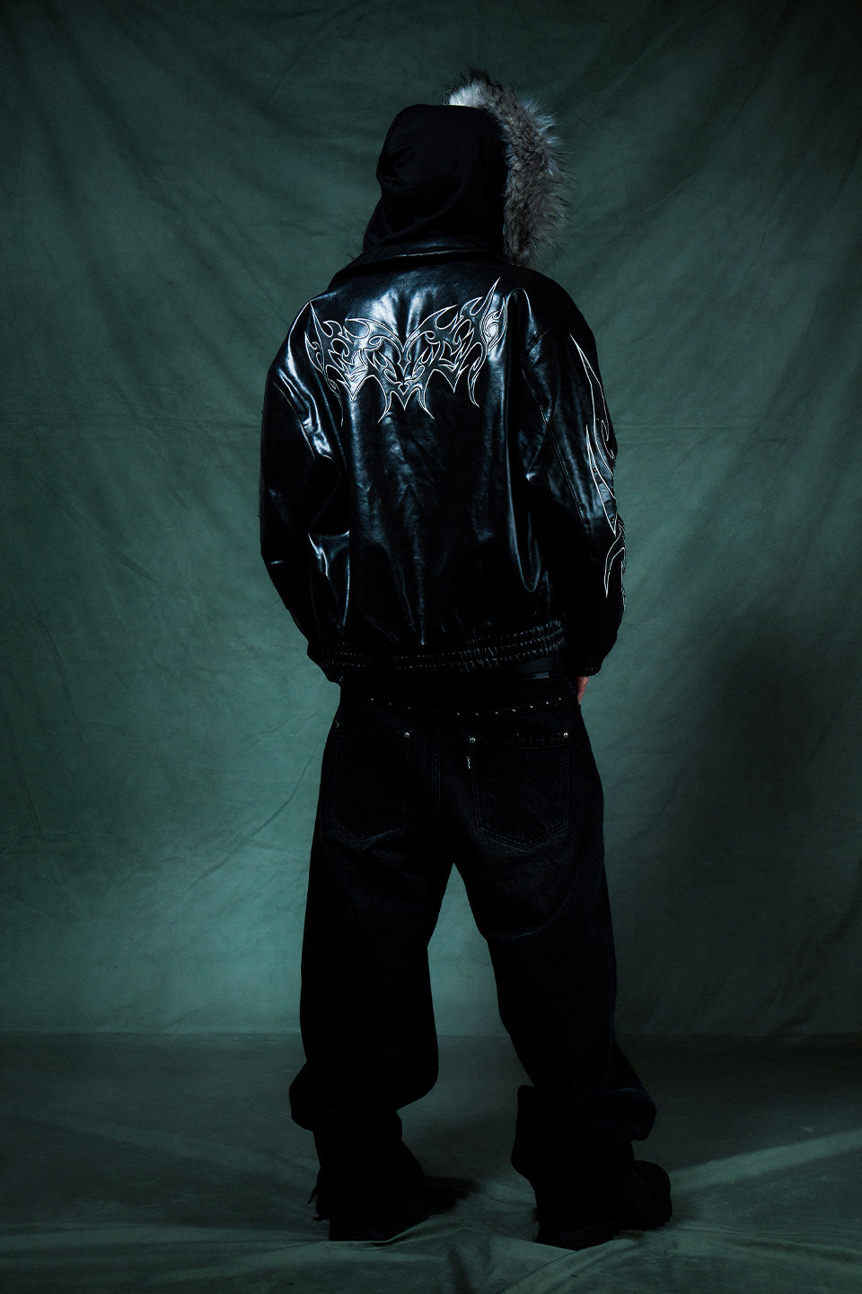 Studded Tribal Faux Leather Jacket