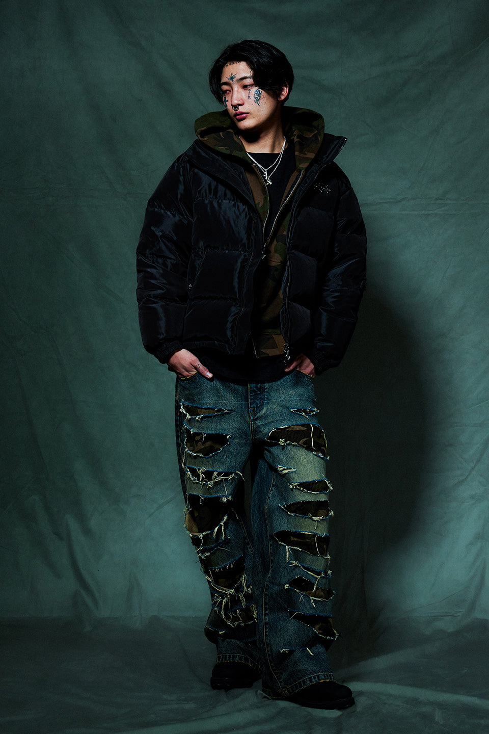Camouflage Double Layer Baggy Denim