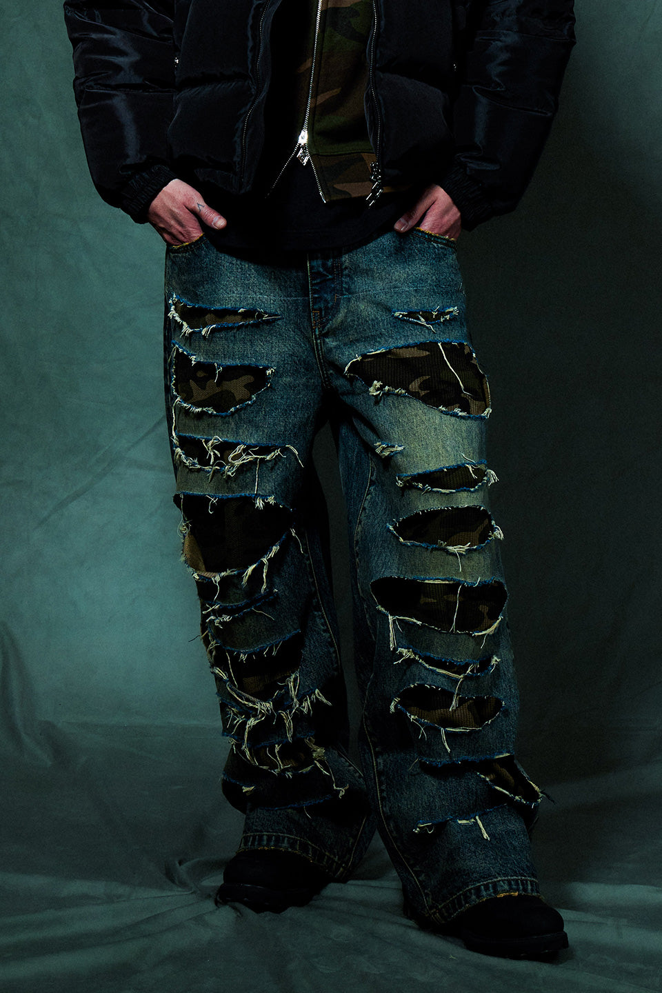 Camouflage Double Layer Baggy Denim