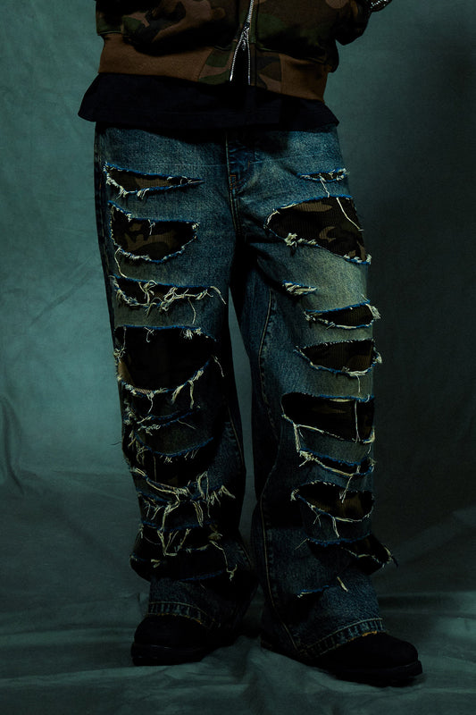 Camouflage Double Layer Baggy Denim