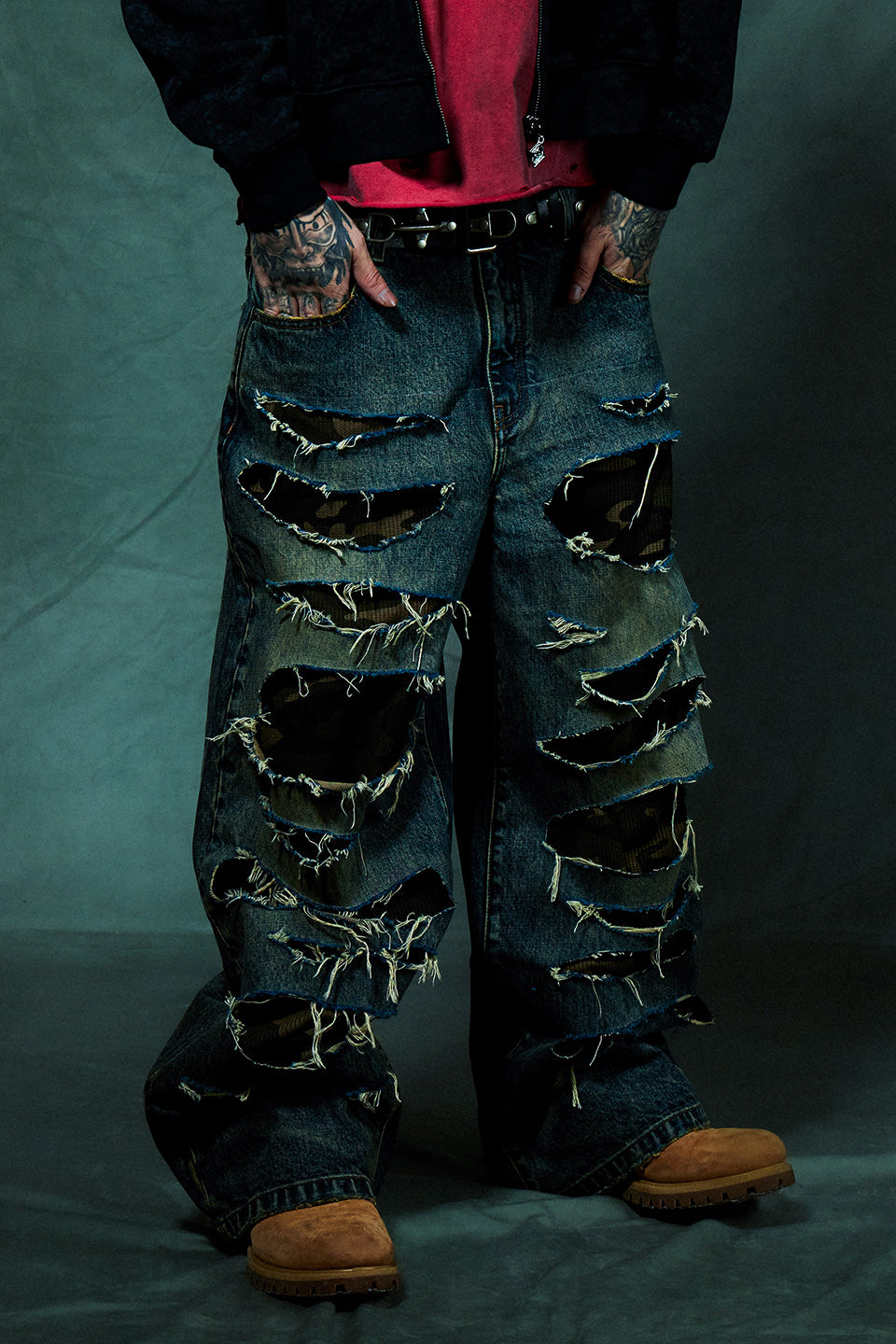 Camouflage Double Layer Baggy Denim