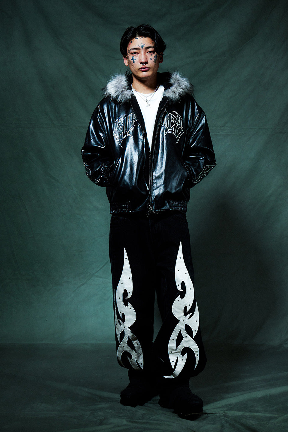 Studded Tribal Faux Leather Jacket