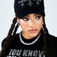 Shiny Cross Rhinestone Mesh Cap