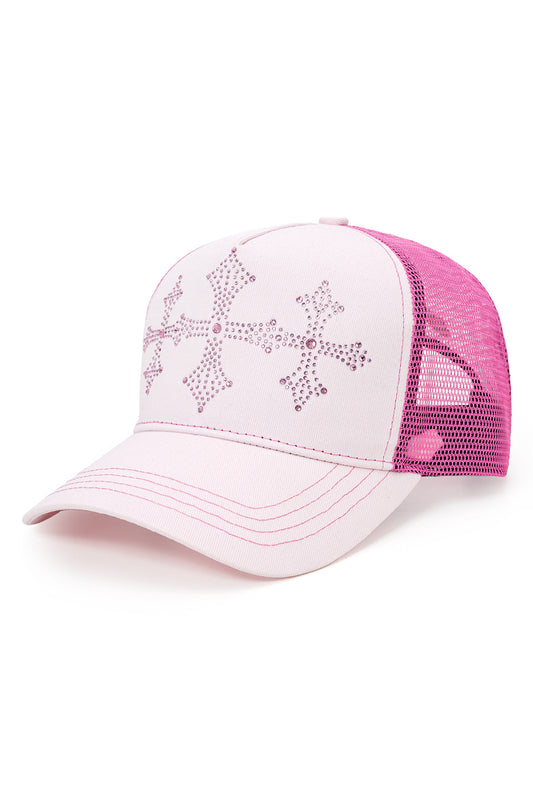 Shiny Cross Rhinestone Mesh Cap