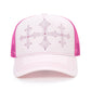 Shiny Cross Rhinestone Mesh Cap