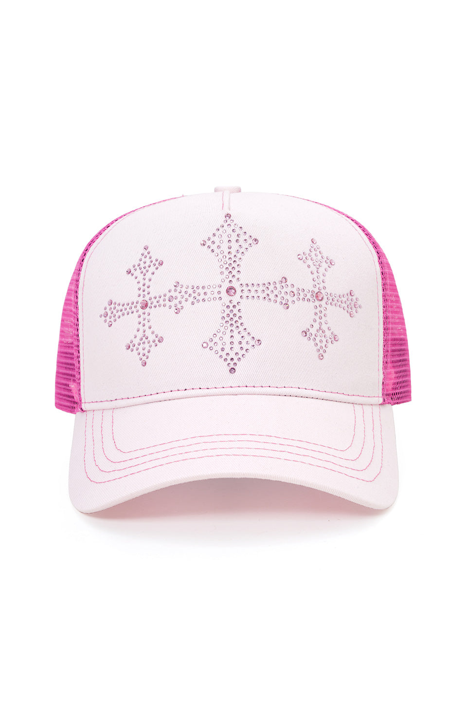 Shiny Cross Rhinestone Mesh Cap