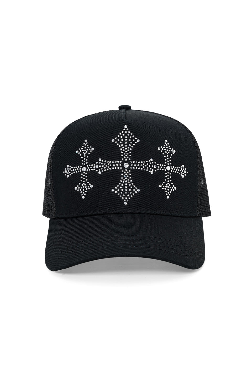 Shiny Cross Rhinestone Mesh Cap