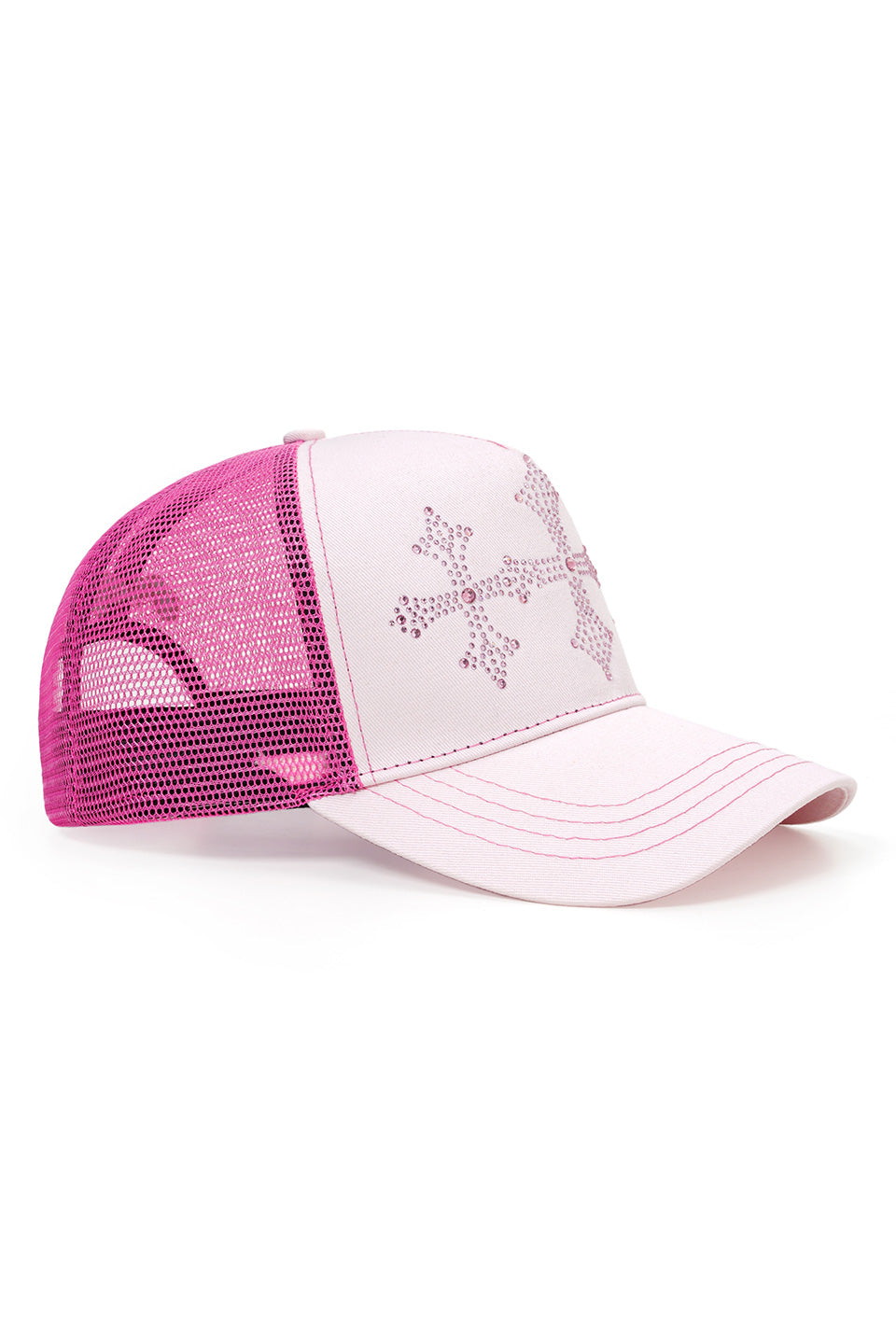 Shiny Cross Rhinestone Mesh Cap