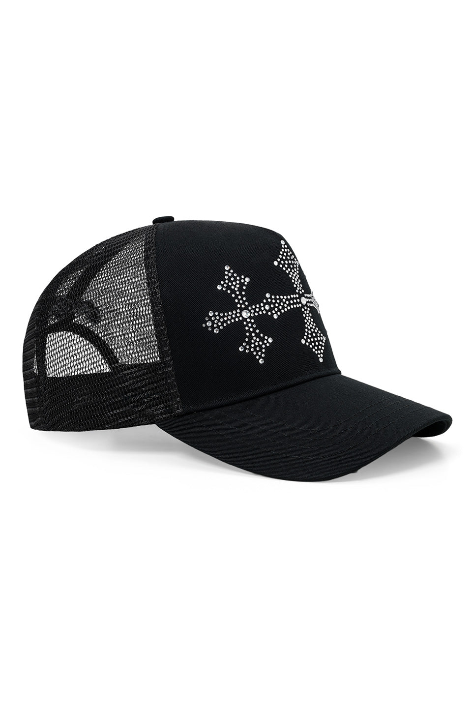 Shiny Cross Rhinestone Mesh Cap