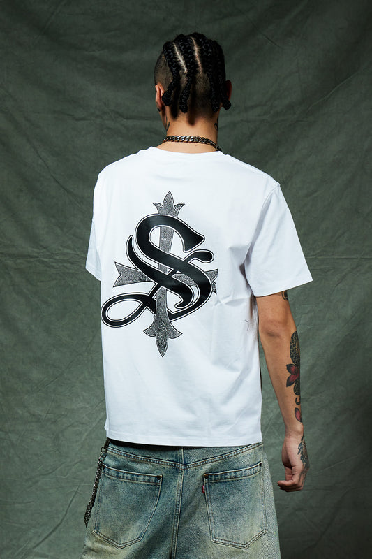 Cross Tee White & Black (Slim Silhouette)