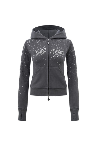 Sparkle Rhinestone Zip Hoodie Women's