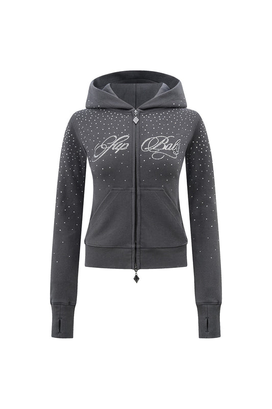 Sparkle Rhinestone Zip Hoodie Women's