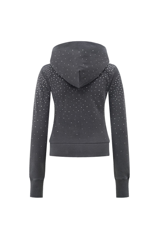 Sparkle Rhinestone Zip Hoodie Women's