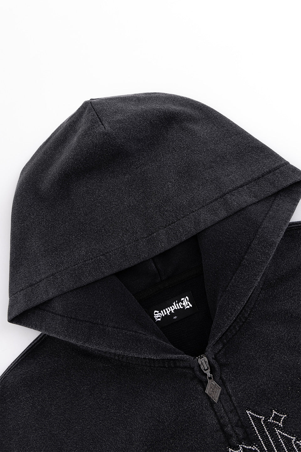 Splash Rhinestone Iron Logo Zip Hoodie