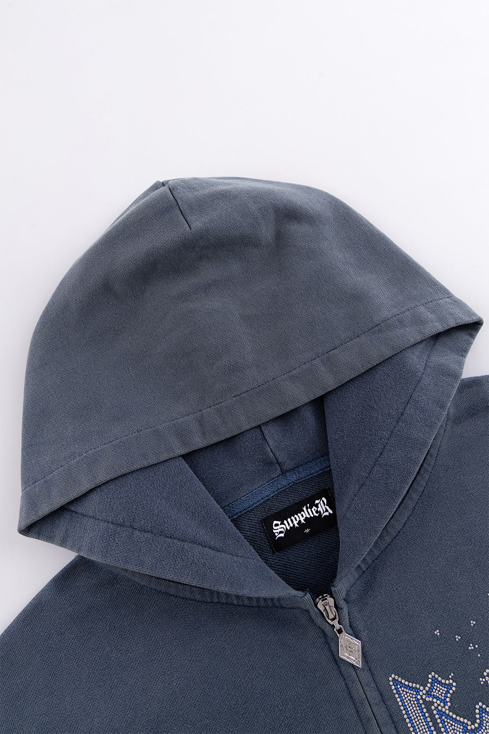 Splash Rhinestone Iron Logo Zip Hoodie｜SUPPLIER｜フーディー