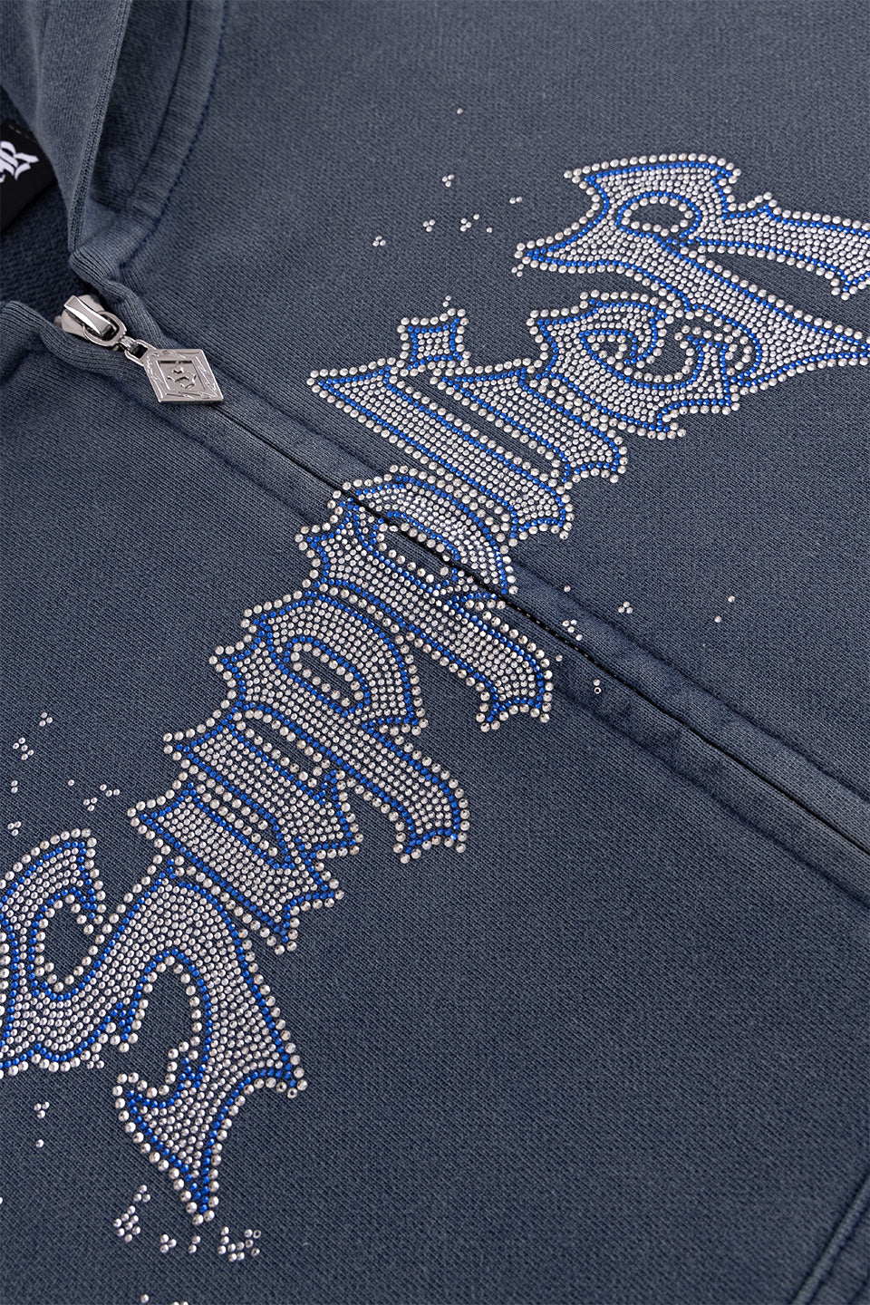 Splash Rhinestone Iron Logo Zip Hoodie