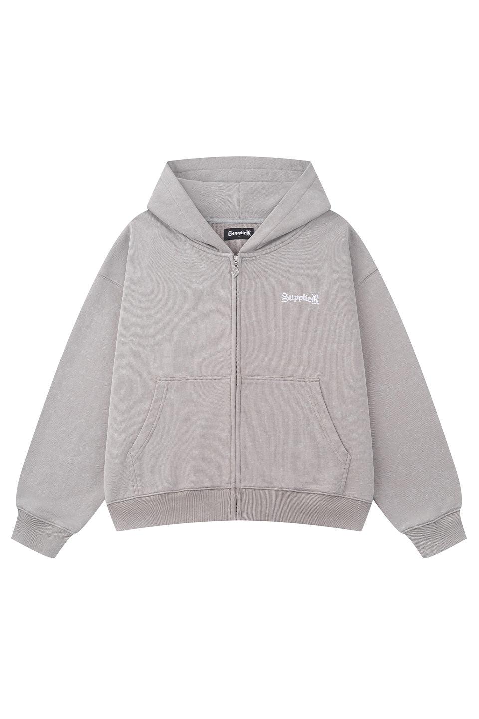 Spray Cross Rhinestone Zip Hoodie