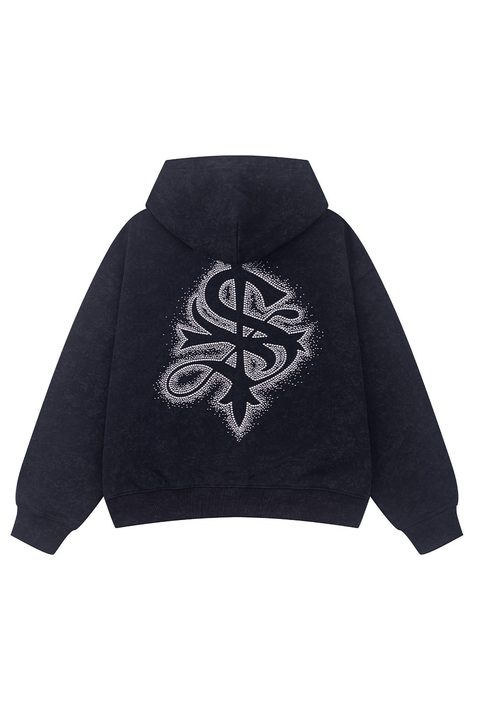 Spray Cross Rhinestone Zip Hoodie