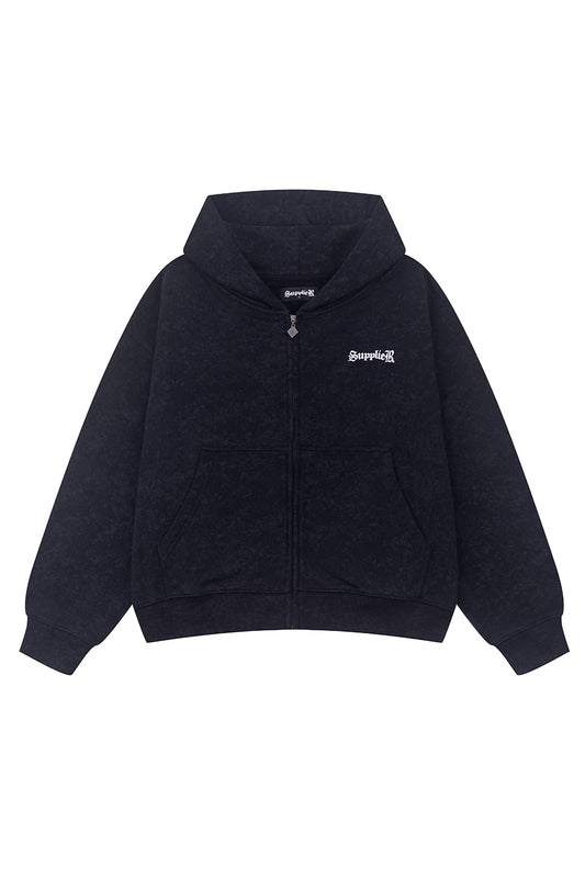 Spray Cross Rhinestone Zip Hoodie