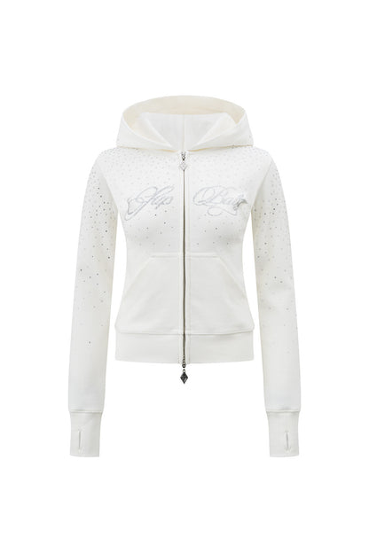 Sparkle Rhinestone Zip Hoodie Women's