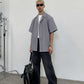 Structured Draped Short-Sleeved Shirt