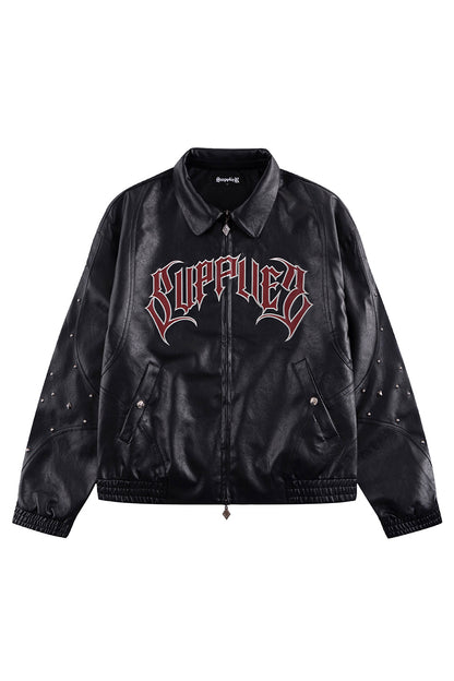 Studded Faux Leather Jacket