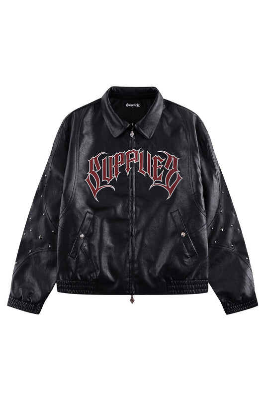 Studded Faux Leather Jacket