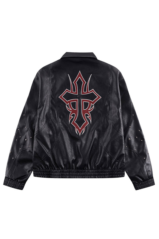 Studded Faux Leather Jacket