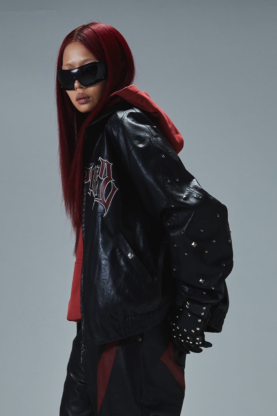 Studded Faux Leather Jacket