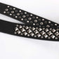 Studded Rhinestone Carved Buckle Leather Belt