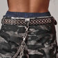 Studded Rhinestone Carved Buckle Leather Belt