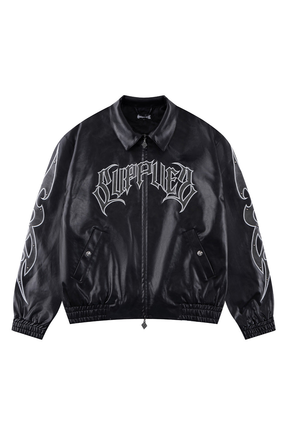 Studded Tribal Faux Leather Jacket
